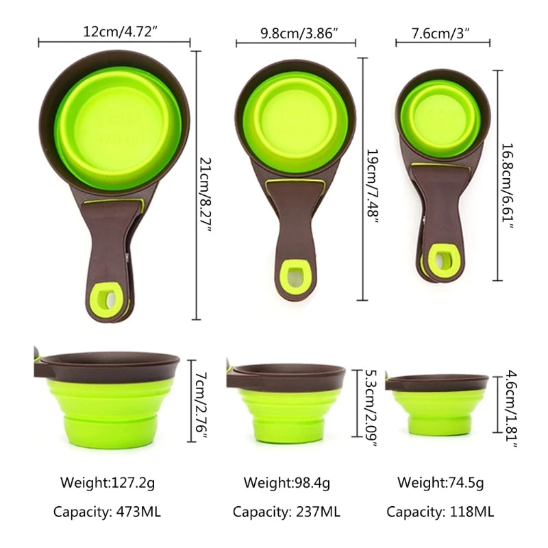 1Pcs Folding Pet Bowl Food Spoon Foldable Food Bag Water Bowl Dog Scoop with Bag Clip Measuring Cup Dog Food Spoon
